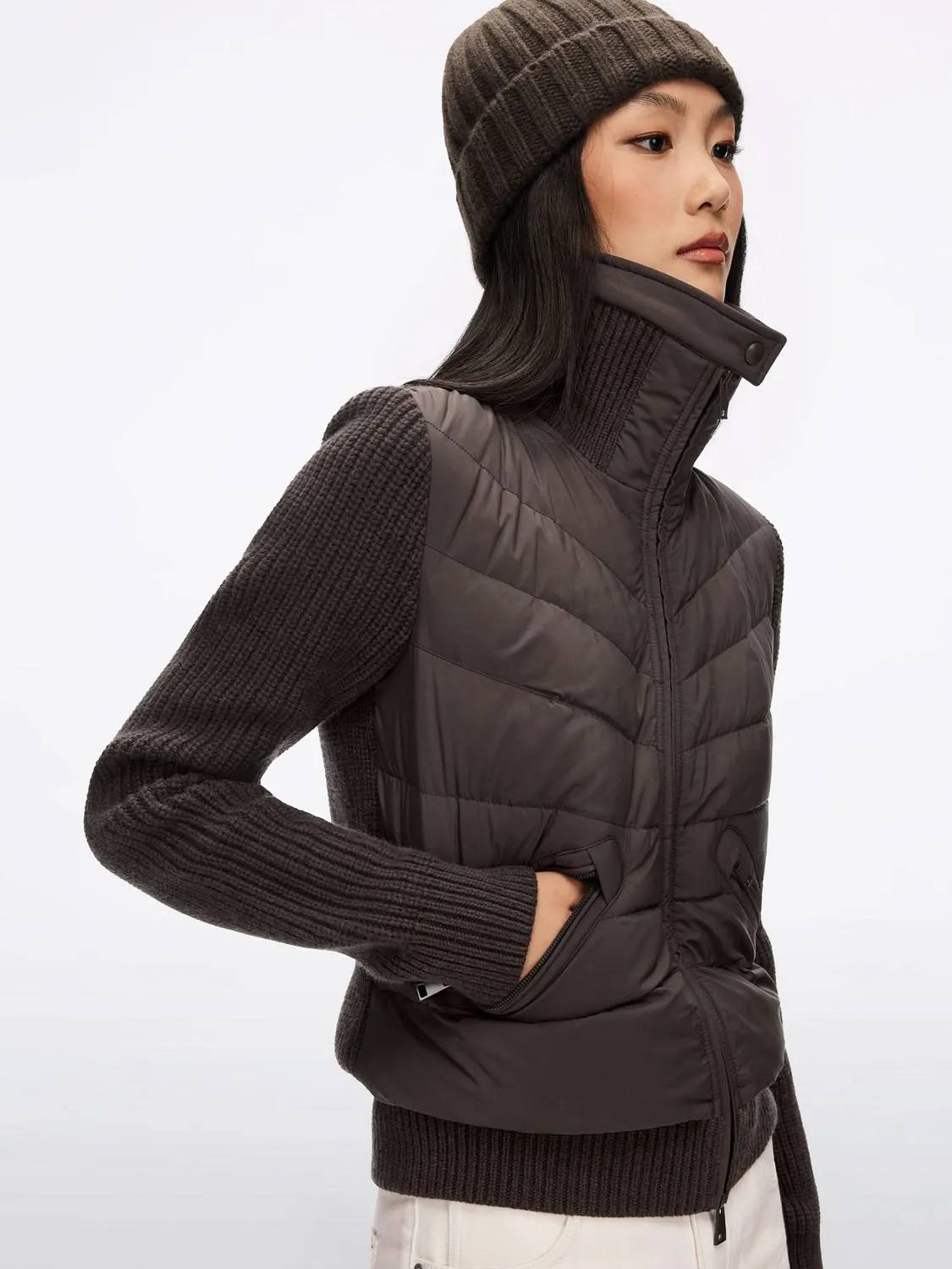 Miss Sixty Panelled Puffer jakke dun off white
