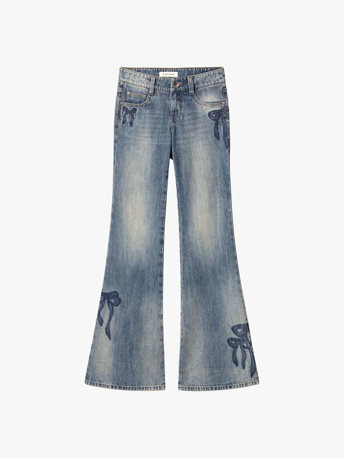 Miss Sixty flare jeans mellemblå med rhinsten