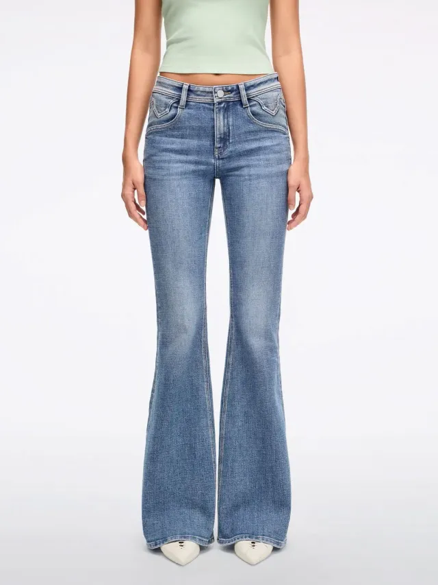 Miss Sixty Bella flare jeans middle blue – mellemtalje str 30"