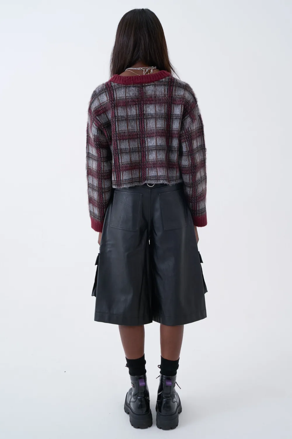 THE RAGGED PRIEST Heirloom Grunge Check striktrøje grå