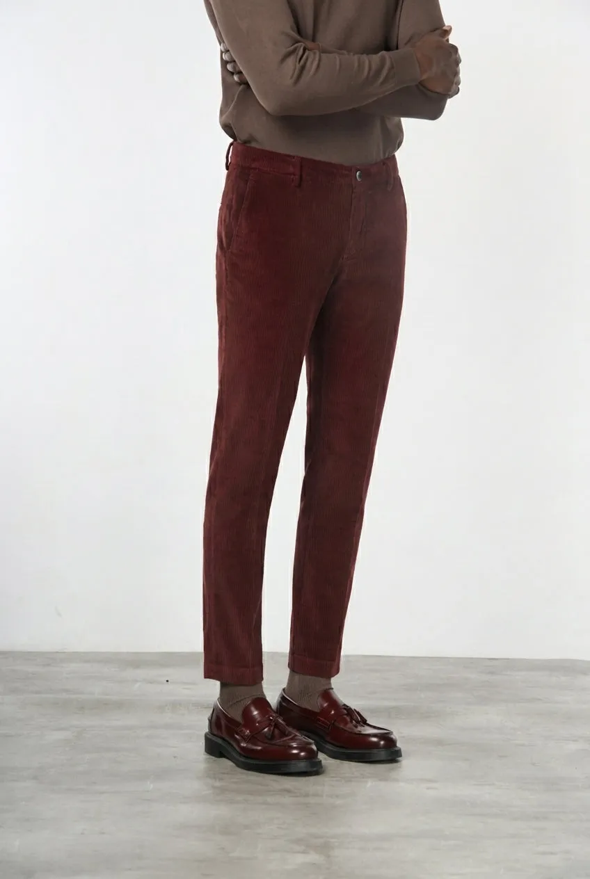 Mason's Milano chinos mørkerød fløjl extra slim