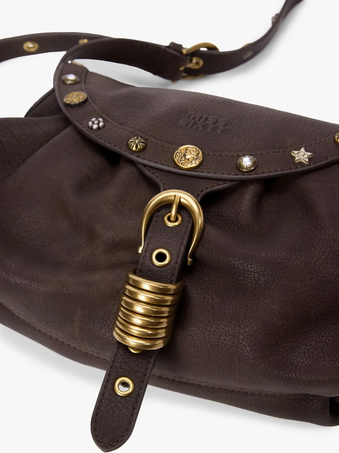 Miss Sixty Studded skuldertaske sort læder med nitter