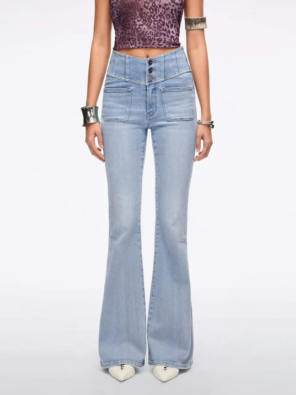 Miss Sixty Glenda Plus 5 flare jeans lyseblå stretch