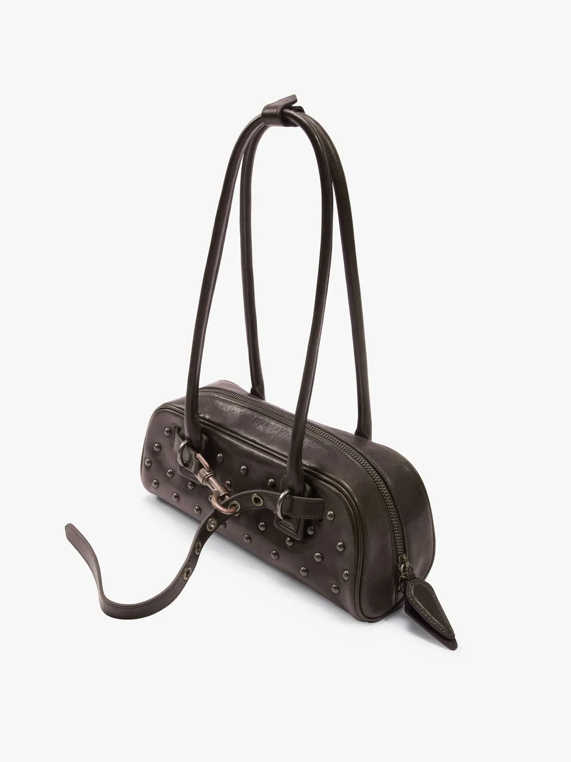 Miss Sixty Studded skuldertaske mørkebrun læder