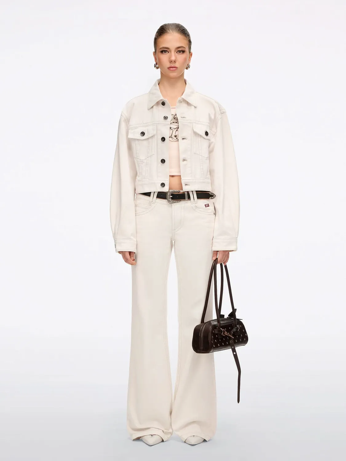 Miss Sixty Flare jeans hvid mellemhøj flap-lommer