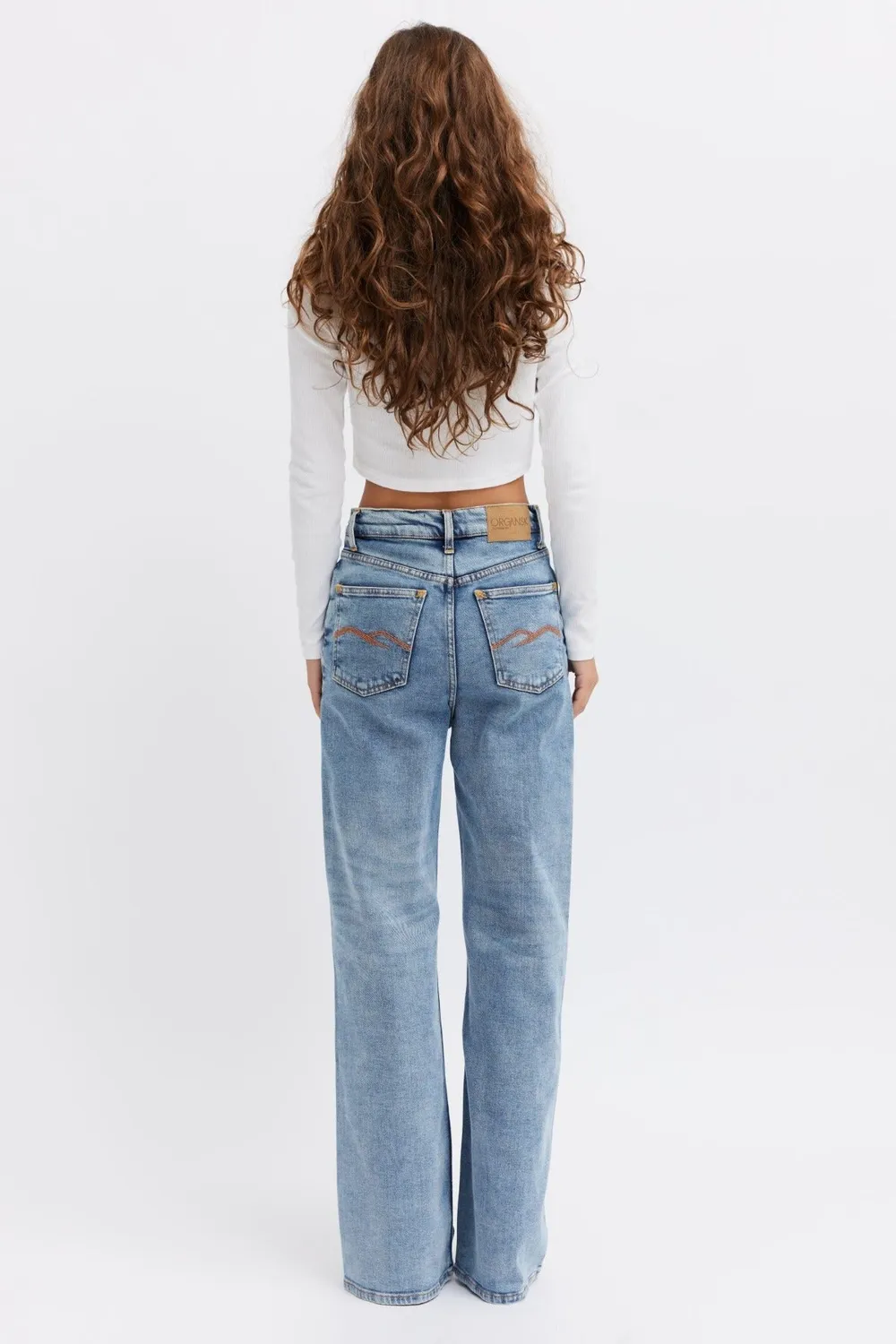 Organsk Wave Bracing Wind jeans blå loose fit