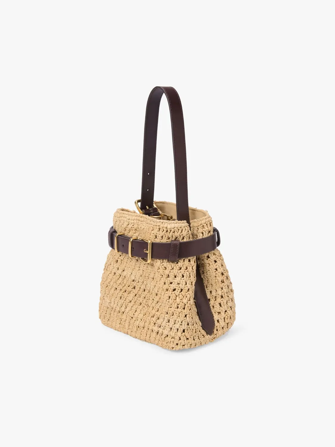 Miss Sixty skuldertaske fossil raffia flet kalveskind