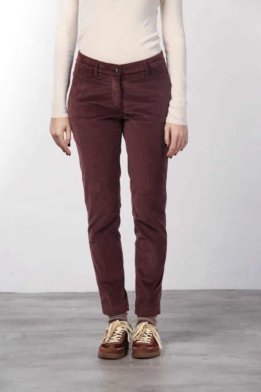 Mason's New York Slim chinobukser bordeaux bredriflet fløjl