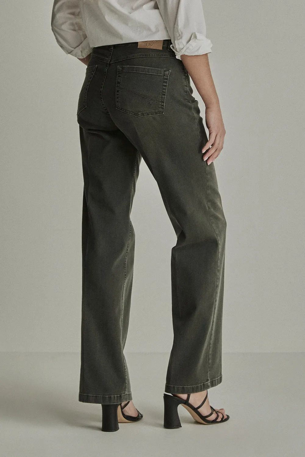 Para Mi Eve Vintage Denim jeans green smoke wide