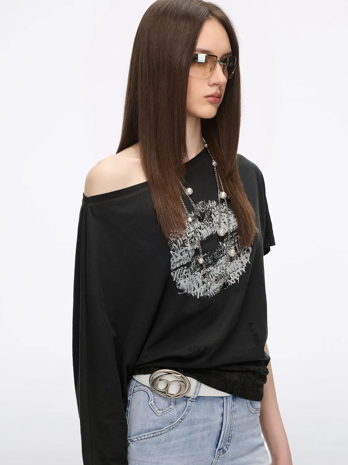 Miss Sixty Kiss Me t-shirt lip-print sort løs