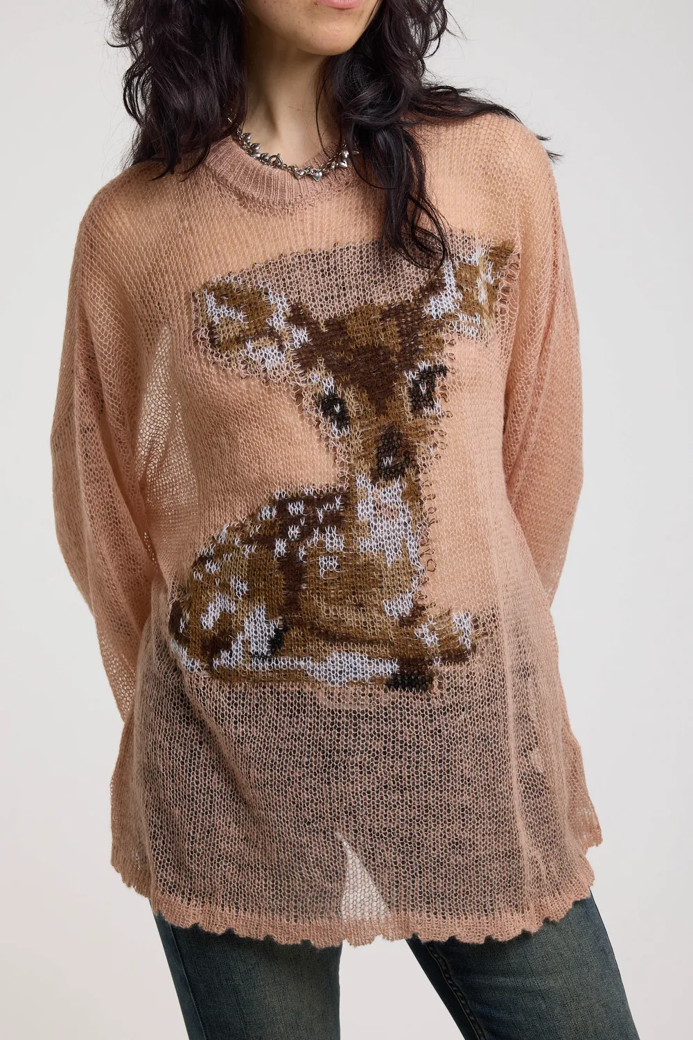 The Ragged Priest Bambi strik sweater lyserød sheer