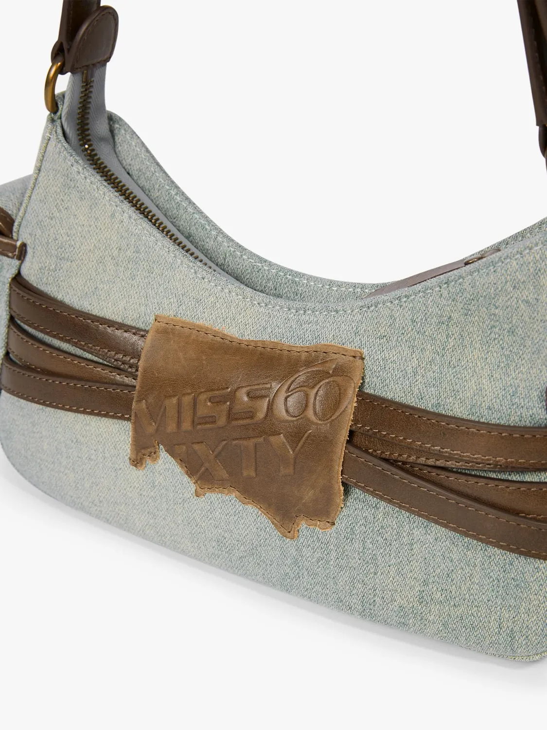 Miss Sixty Patchwork Leather skuldertaske blå denim læder