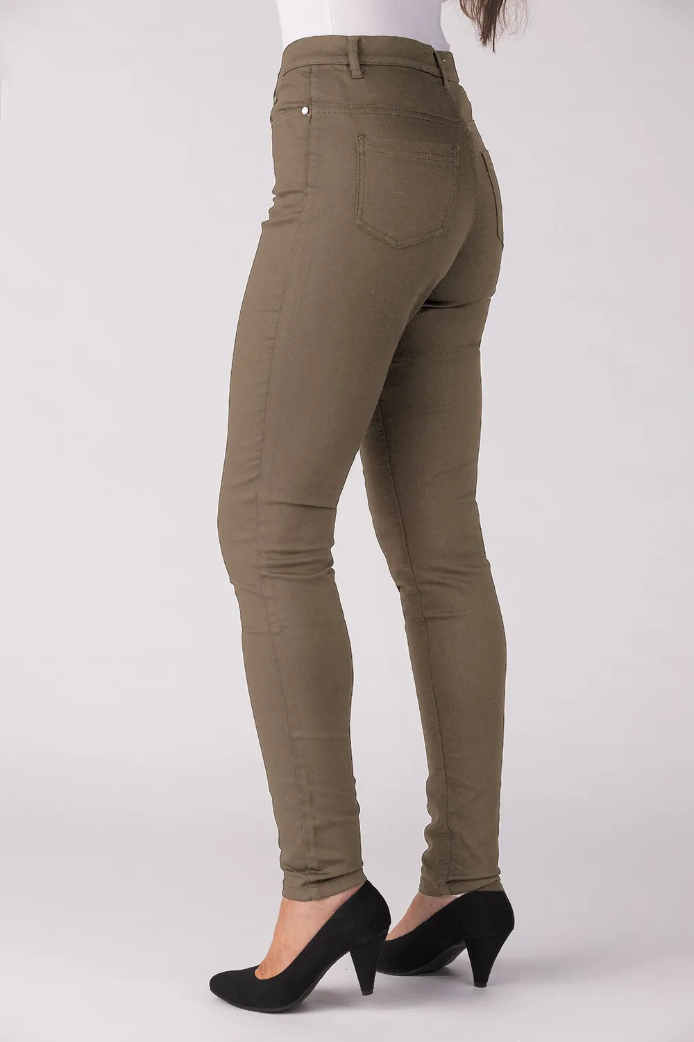Merrytime Emma Super Slim jeans olive stræk
