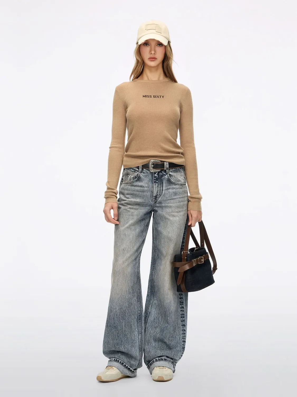 Miss Sixty Distressed Wide-Leg Jeans jeans Black Fog rigid