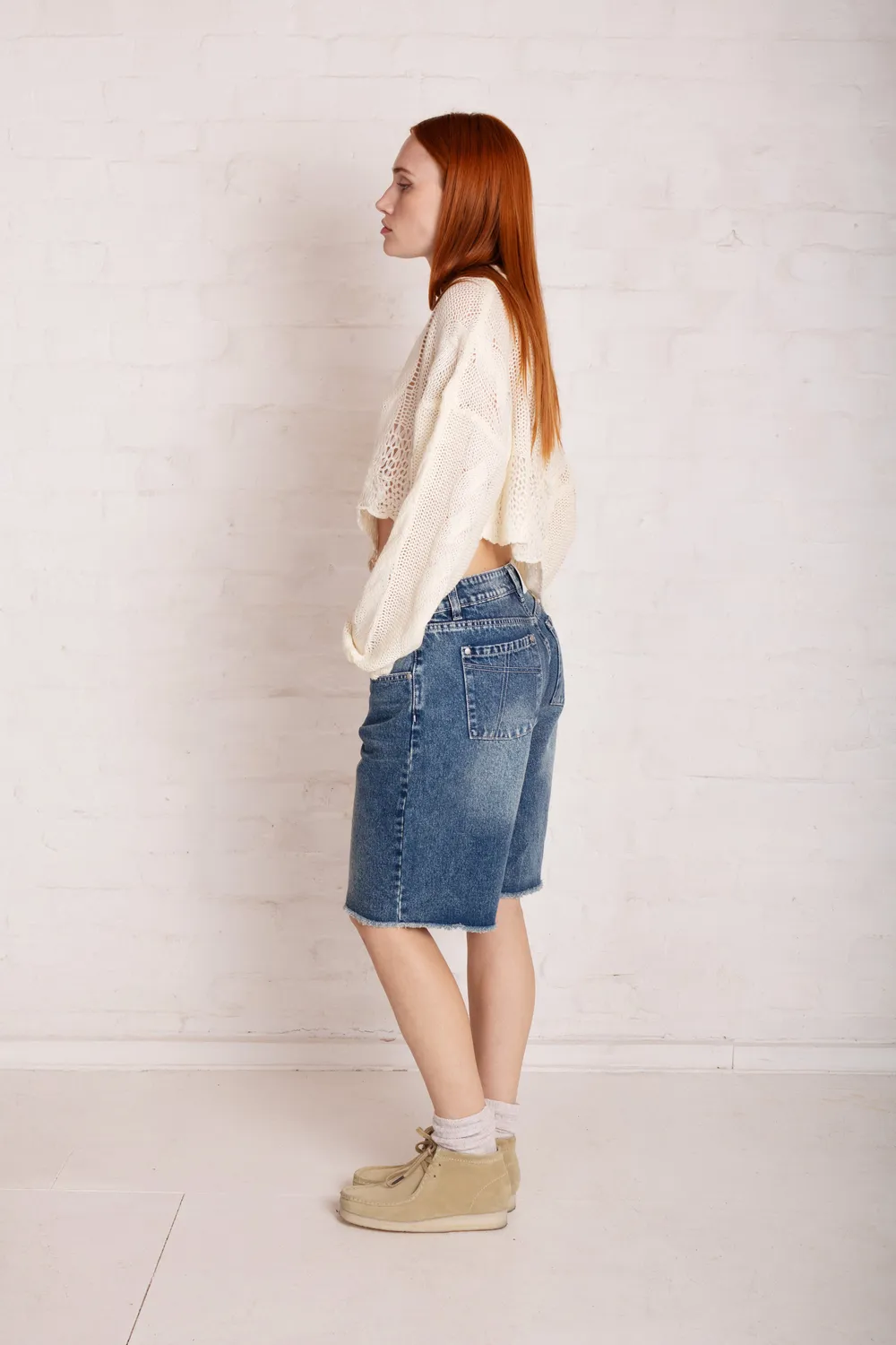 The Ragged Priest Vintage Washed Blue jorts blå uden stretch
