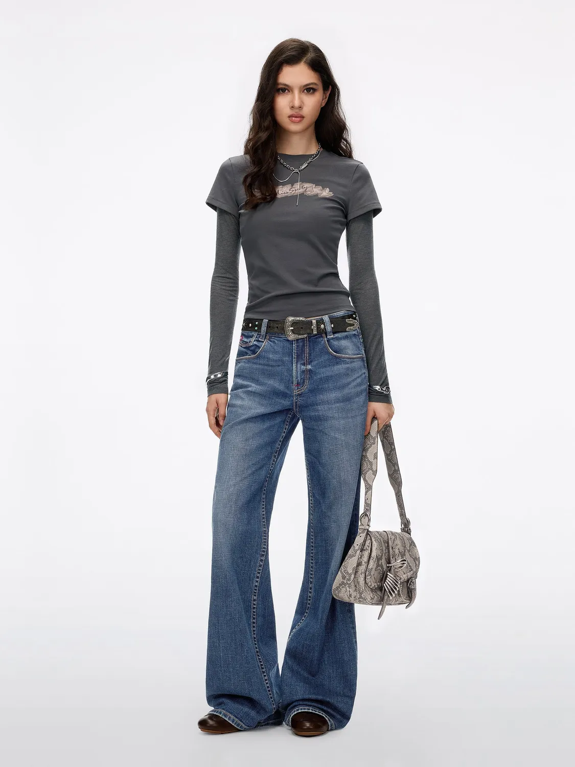 Miss Sixty Montana flare jeans mørkeblå – stretch mellemtalje