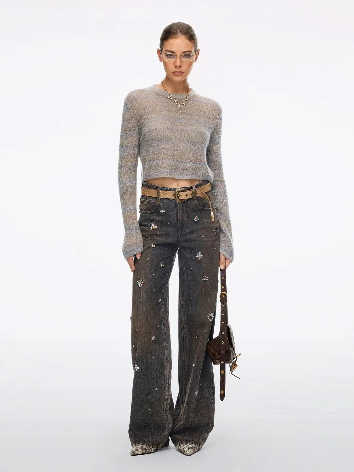 Miss Sixty straight jeans mørkeblå perler stretch