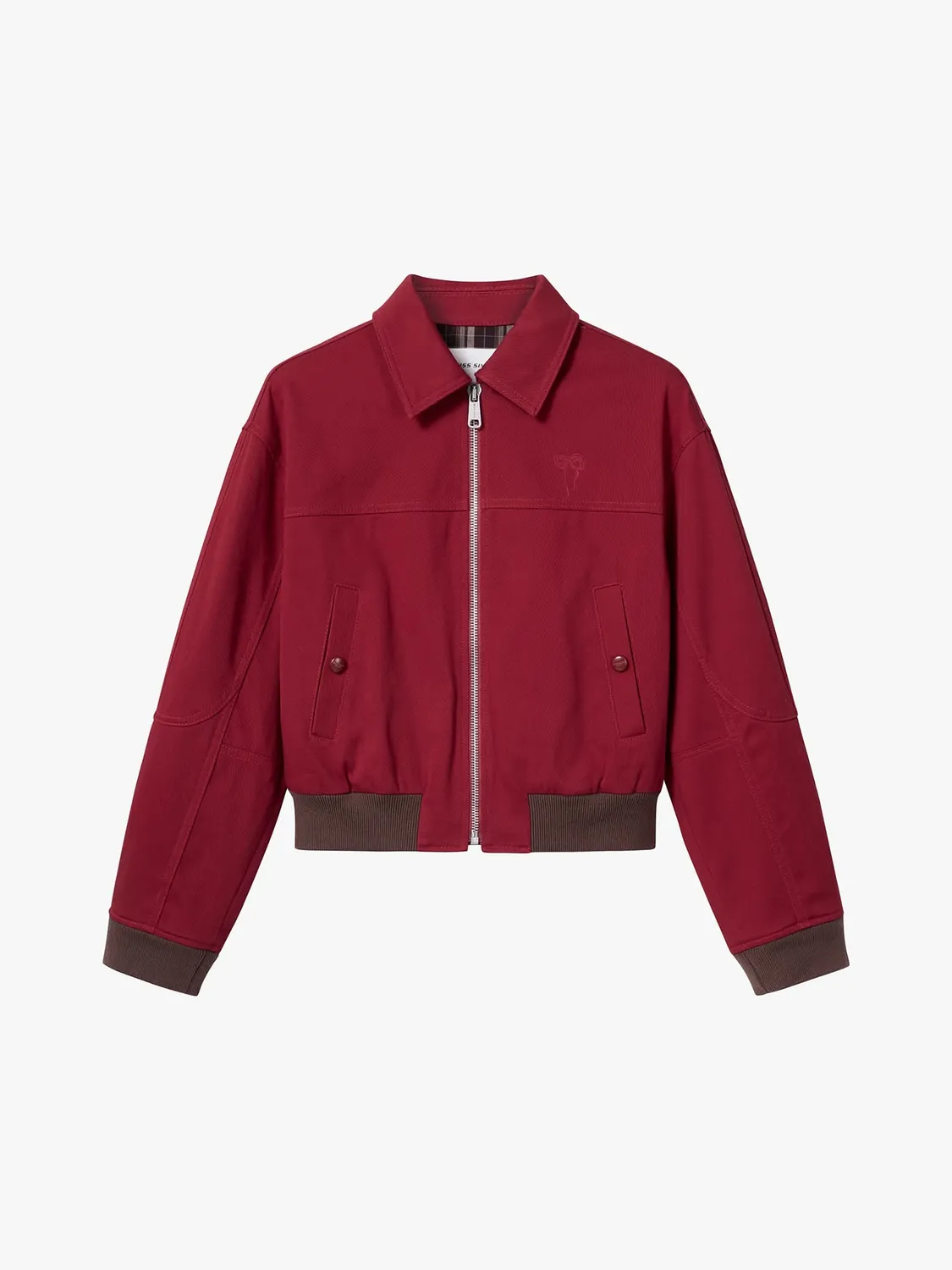 Miss Sixty Embroidered jakke dark red cropped sløjfe