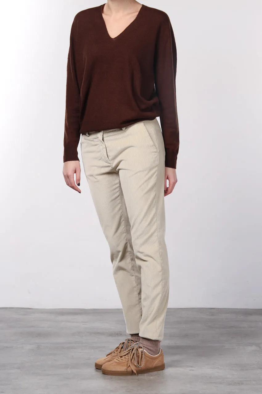 Mason's New York Slim chino bukser creme bred fløjl