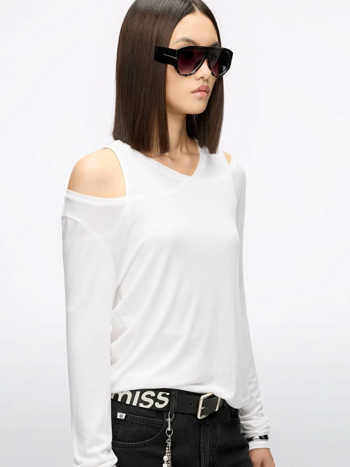 Miss Sixty Layered bluse black langærmet Tencel