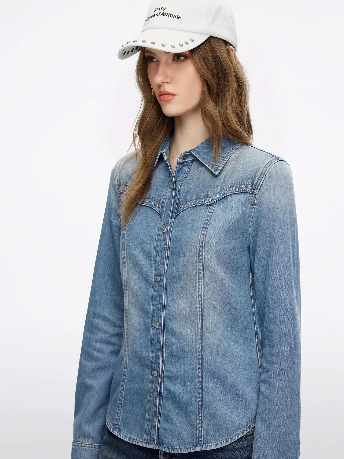 Miss Sixty Studded denimskjorte mørkeblå med nitter