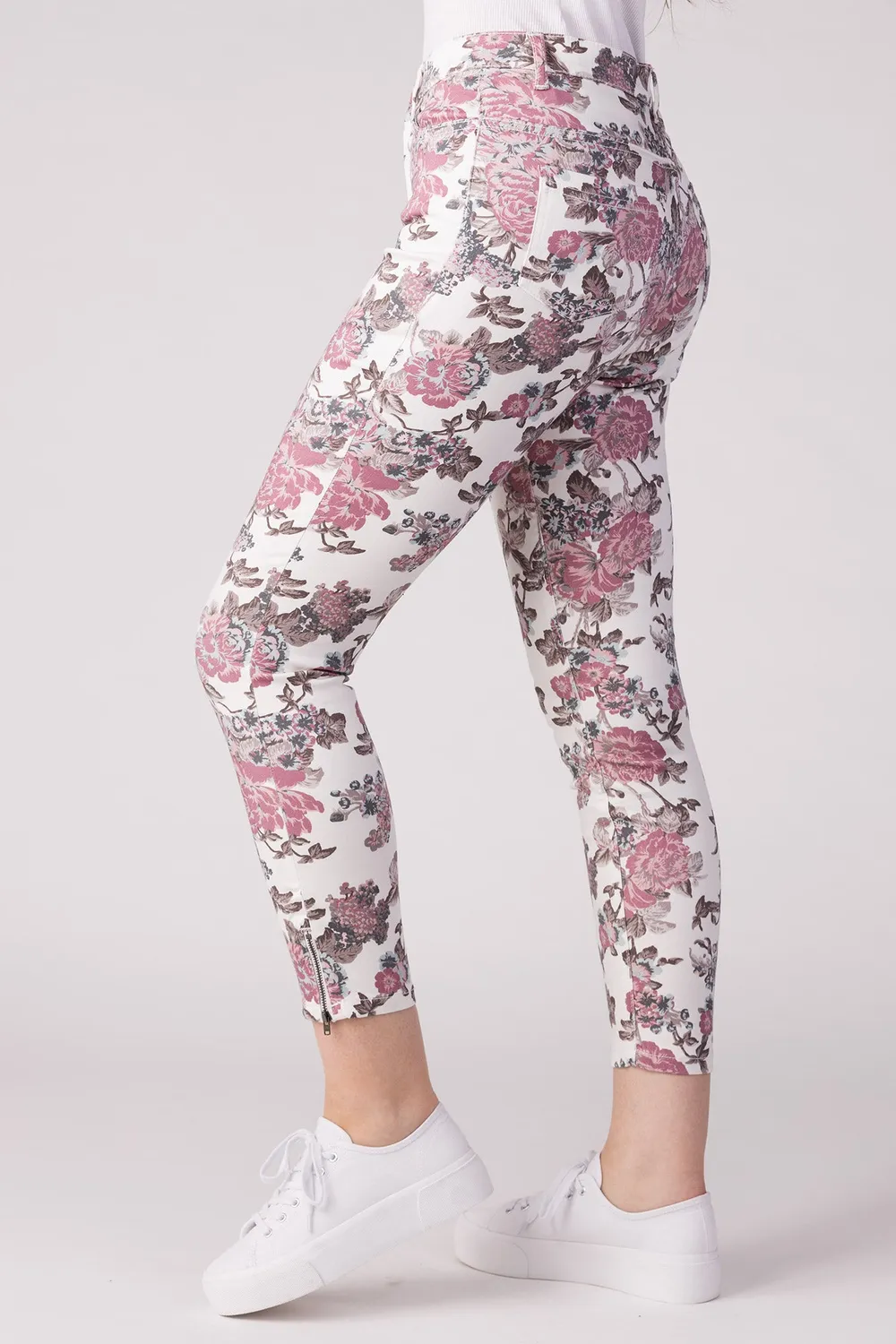 Merrytime 15640-440-51 Super Slim Ankel jeans lys blomster