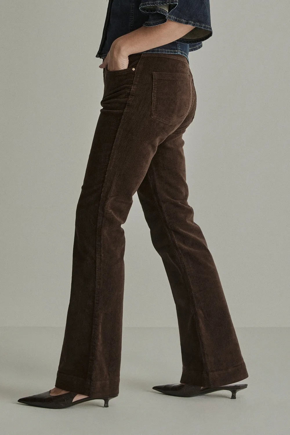 Para Mi Jade fløjlsbukser ivory grey bootcut
