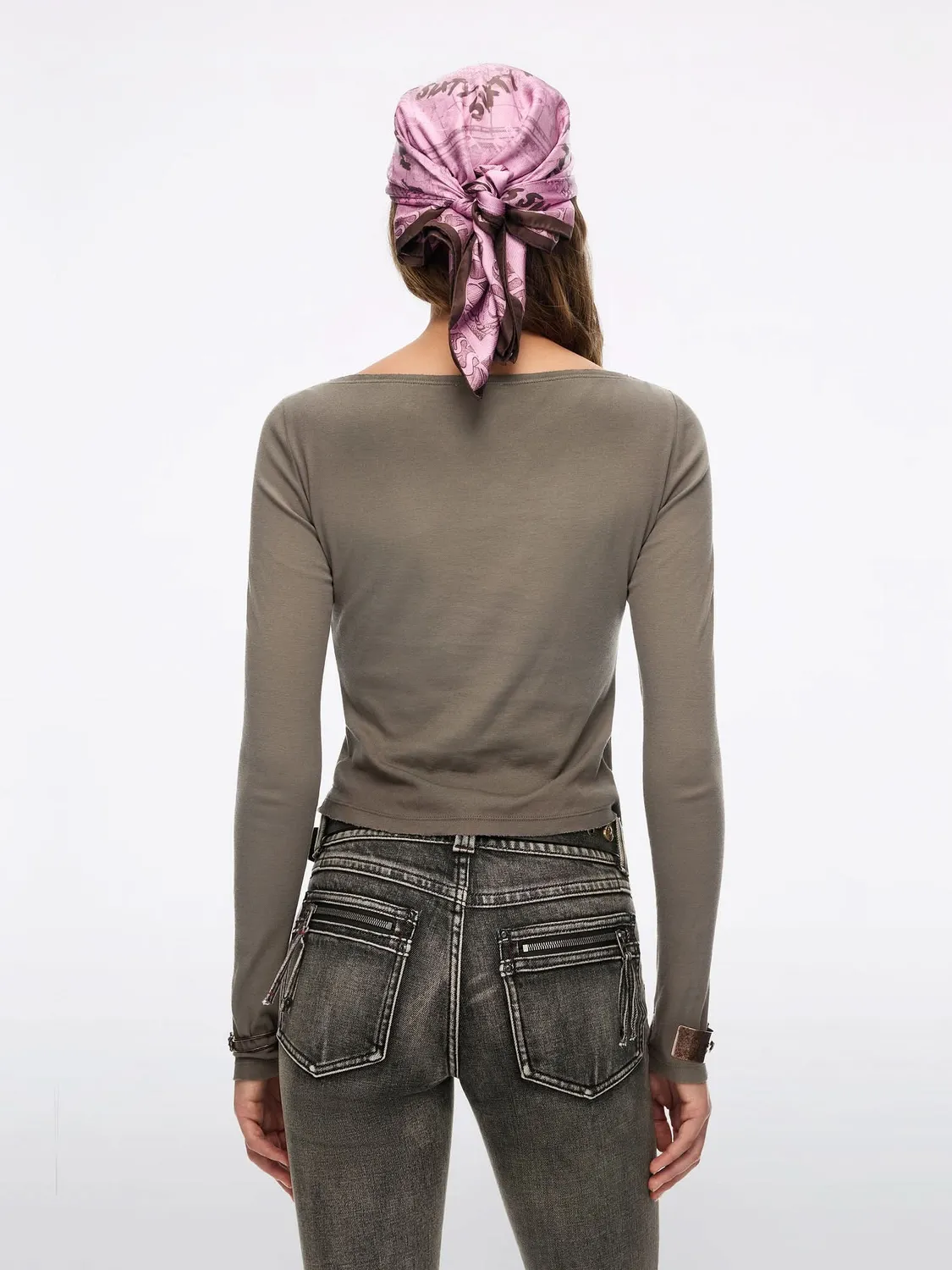 Miss Sixty t-shirt caramel brown cropped spænde