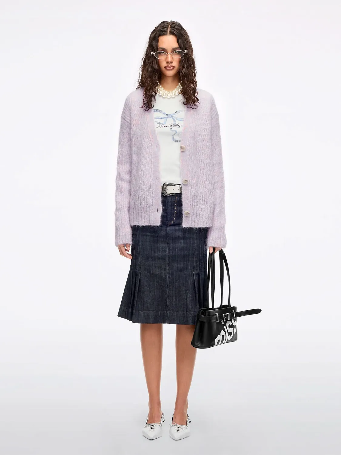 Miss Sixty Studded stiletter sort lammeskind
