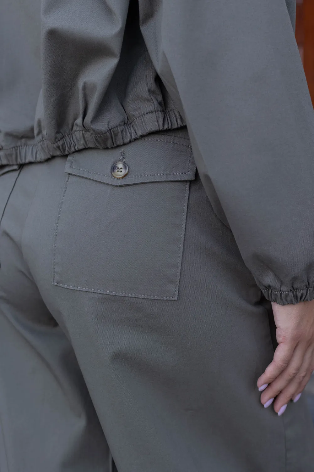 Para Mi Olivia Cargo Twill bukser Dark Olive O-shape