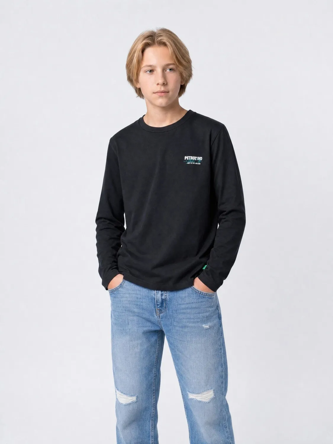 Petrol Industries Steellake longsleeve beluga bomuld børn