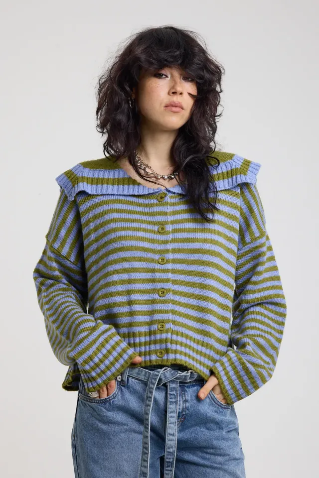 THE RAGGED PRIEST Darling Stripe cardigan grøn-lilla