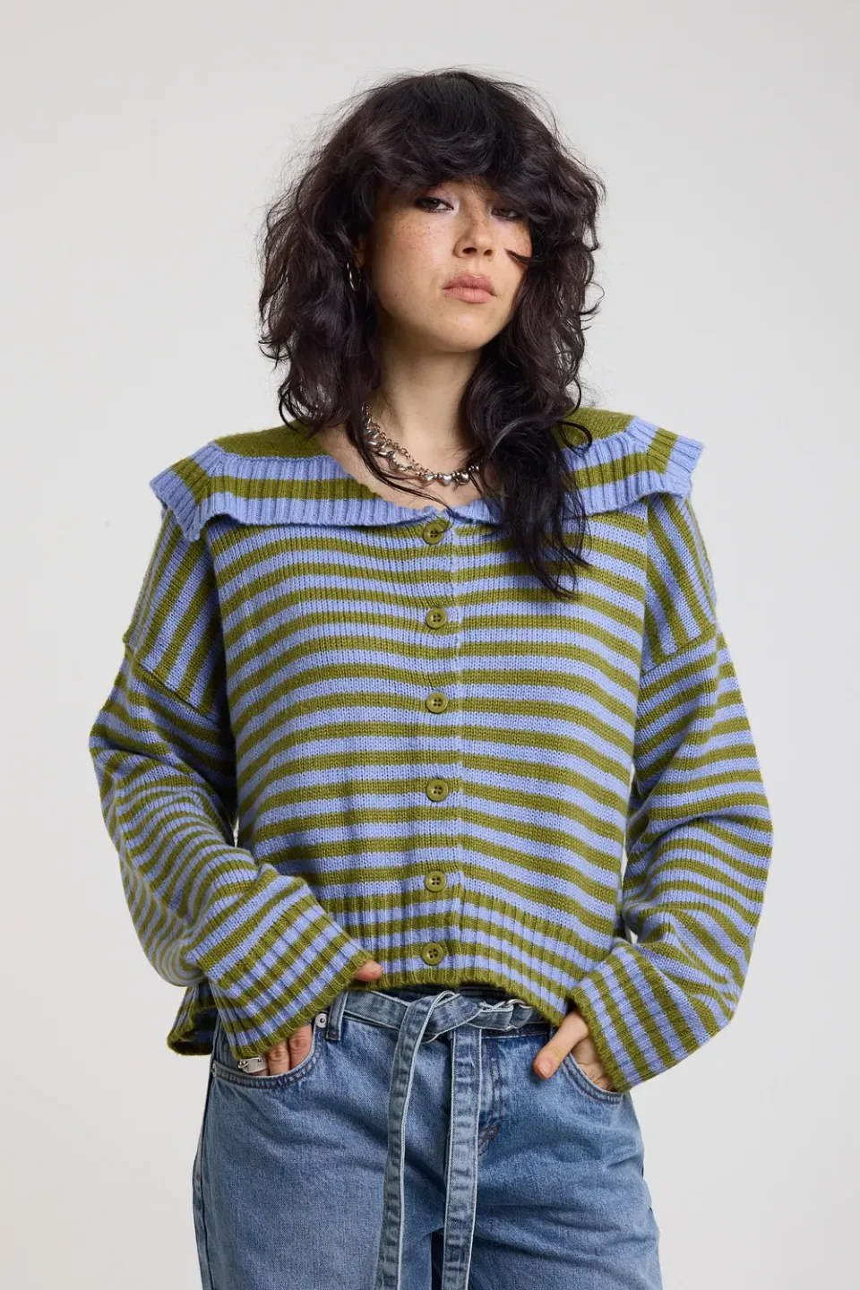 THE RAGGED PRIEST Darling Stripe cardigan grøn-lilla