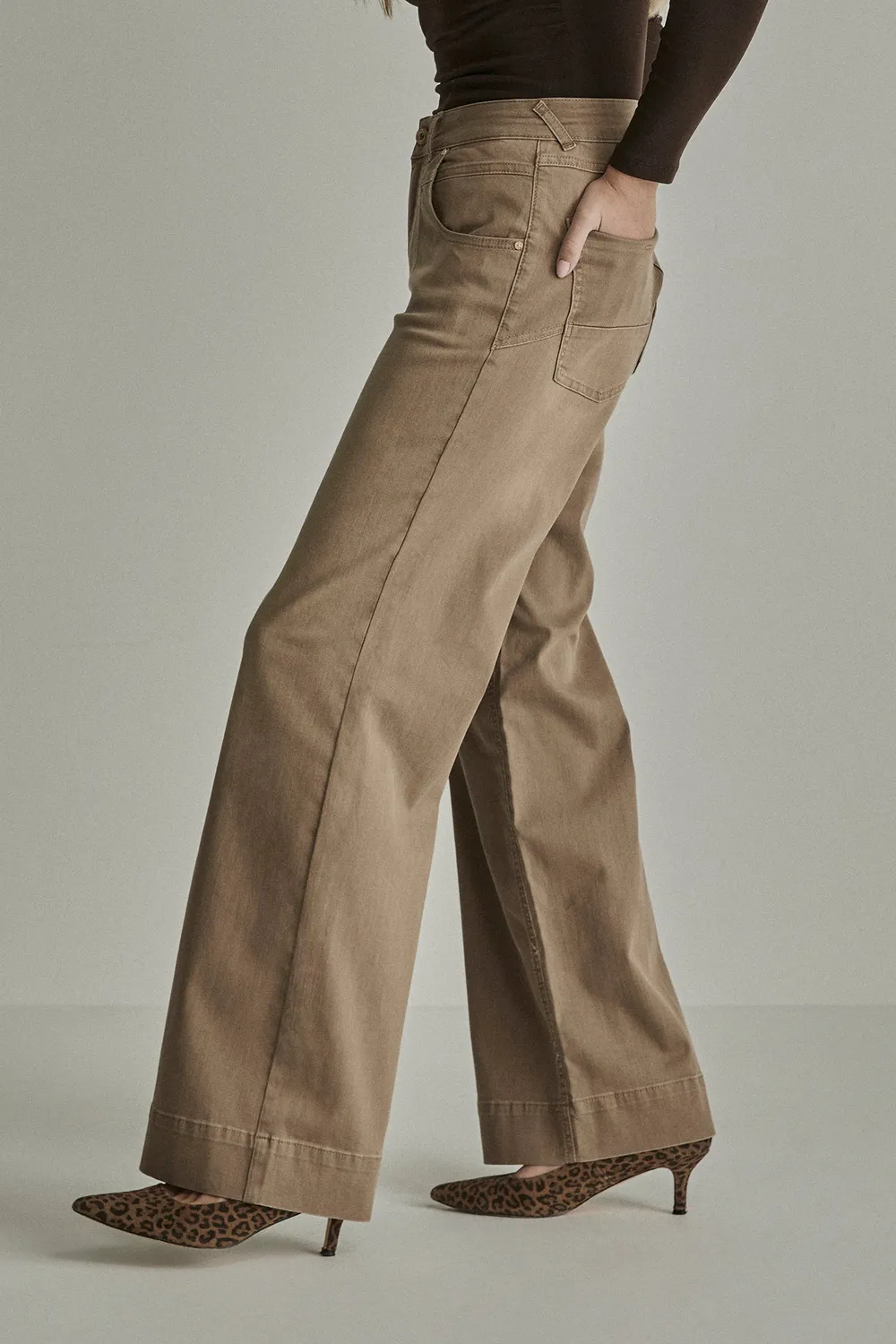 Para Mi Mira wide jeans camel vintage høj talje str 32