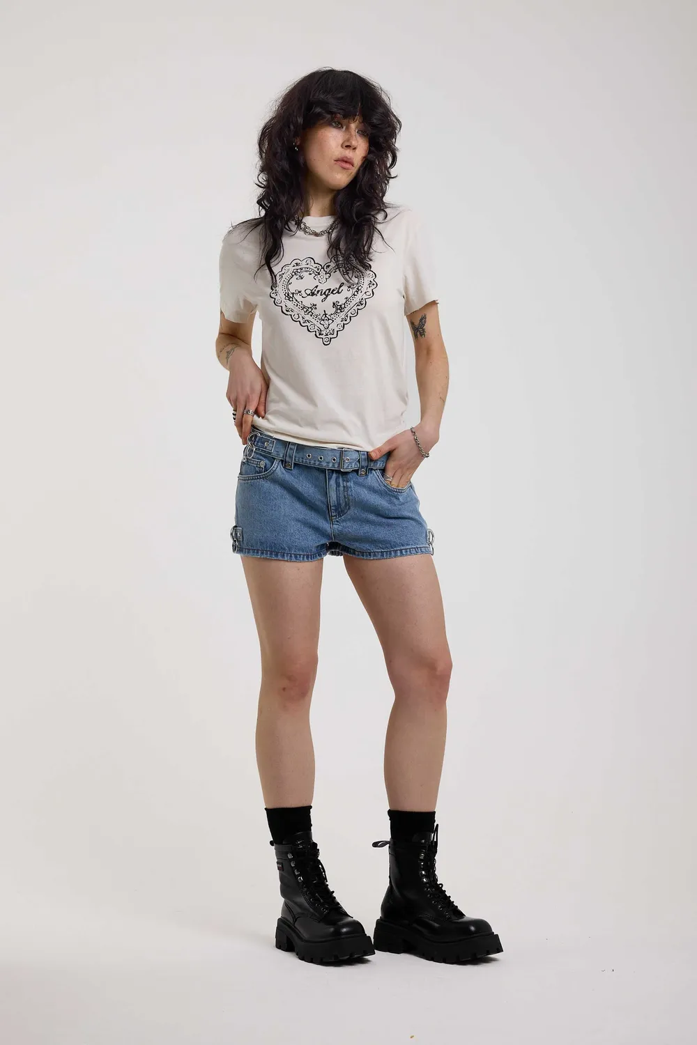 THE RAGGED PRIEST Ride denimshorts mini mellemblå