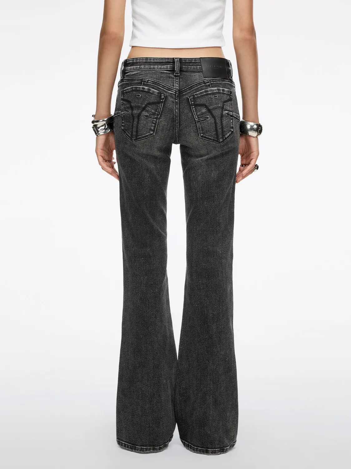 Miss Sixty Magic Plus flare jeans black fog – lav talje str 30"