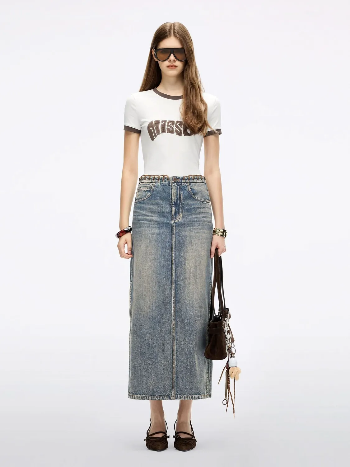 Miss Sixty Patchwork t-shirt hvid – slim fit bomuld