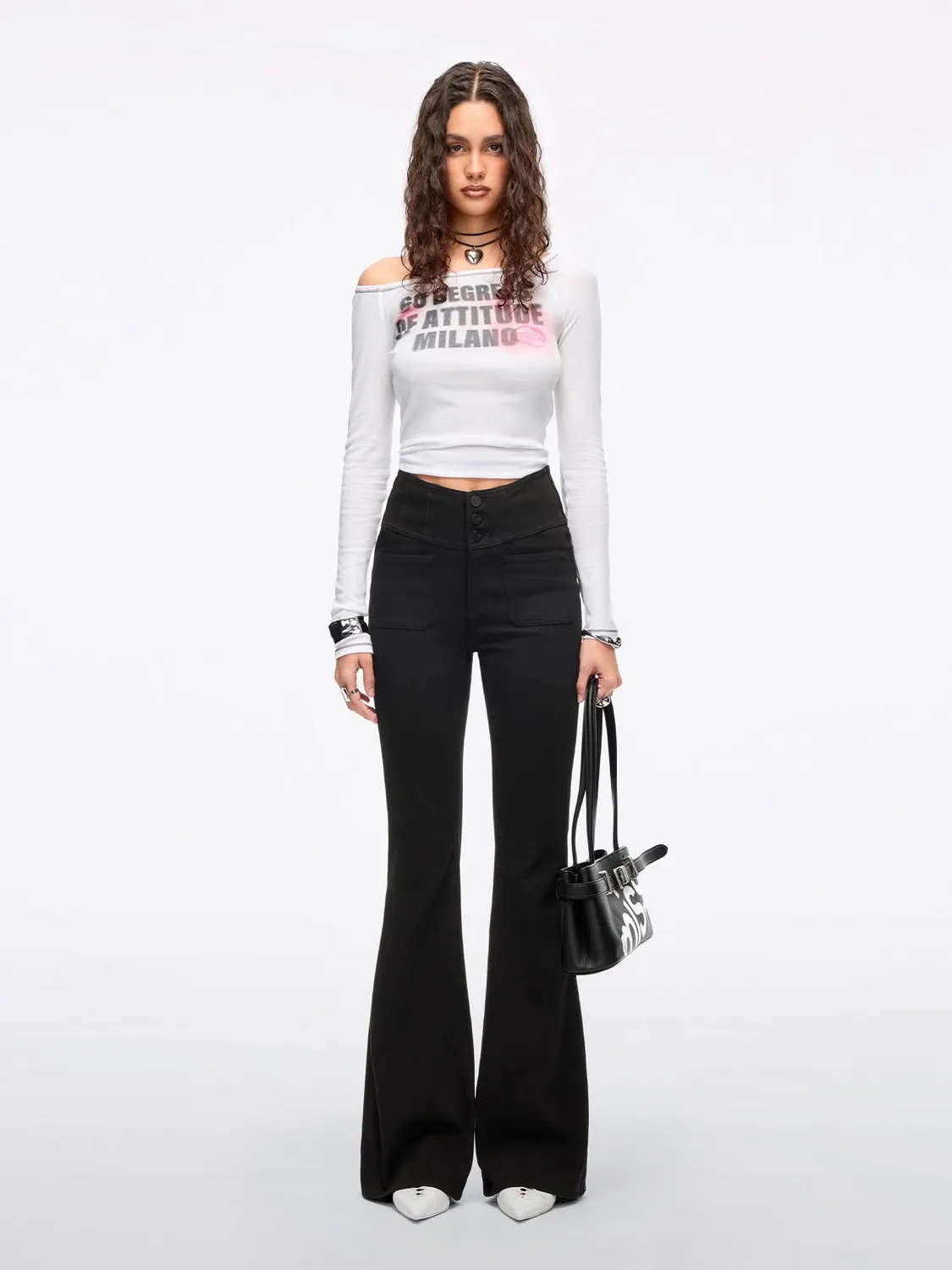 Miss Sixty Glenda Plus 5 flare jeans sort V-talje