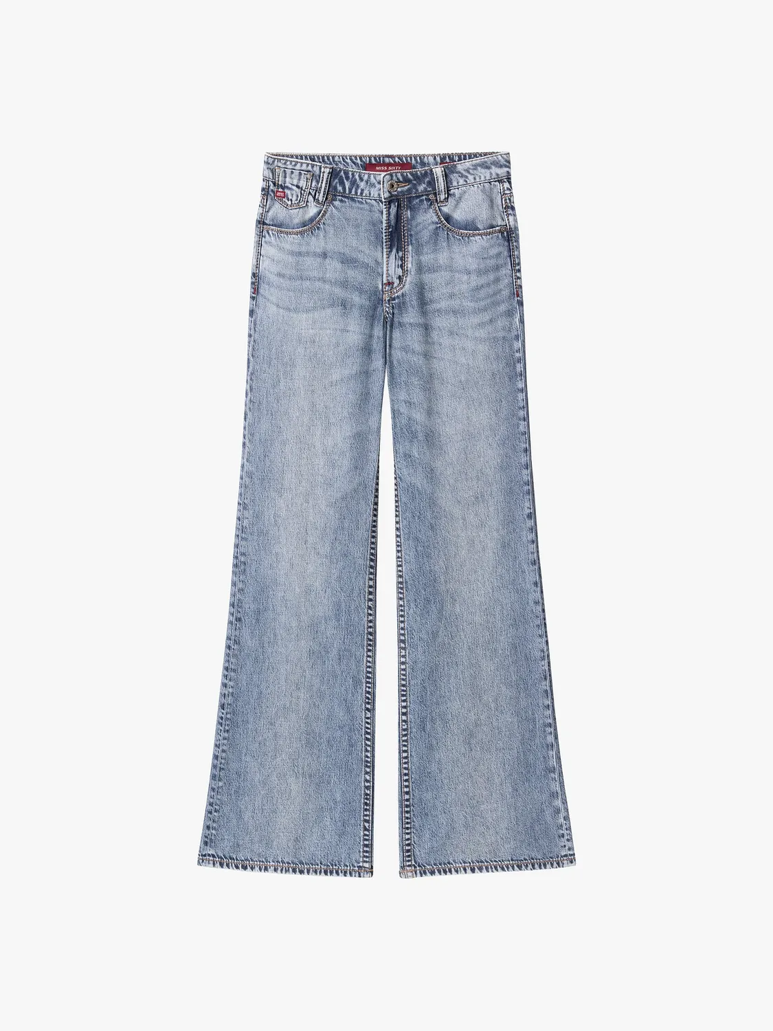 Miss Sixty MONTANA flare jeans lyseblå cupro slidte lommer