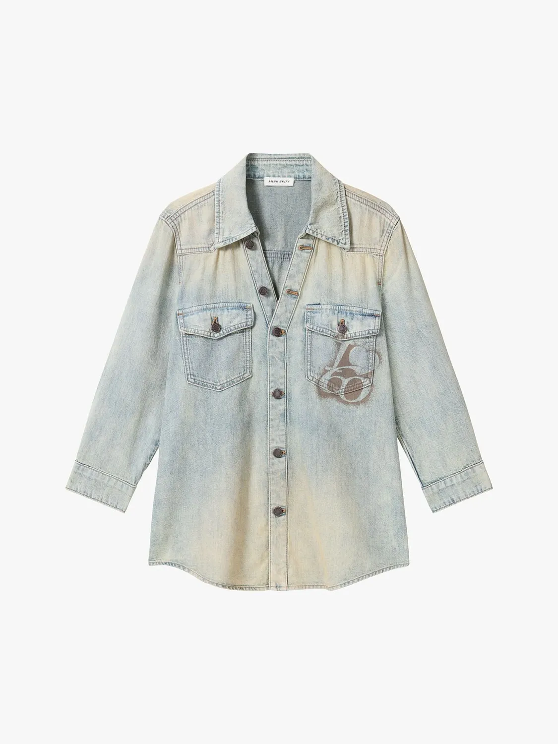 Miss Sixty Printed Denim skjorte blå vintage print