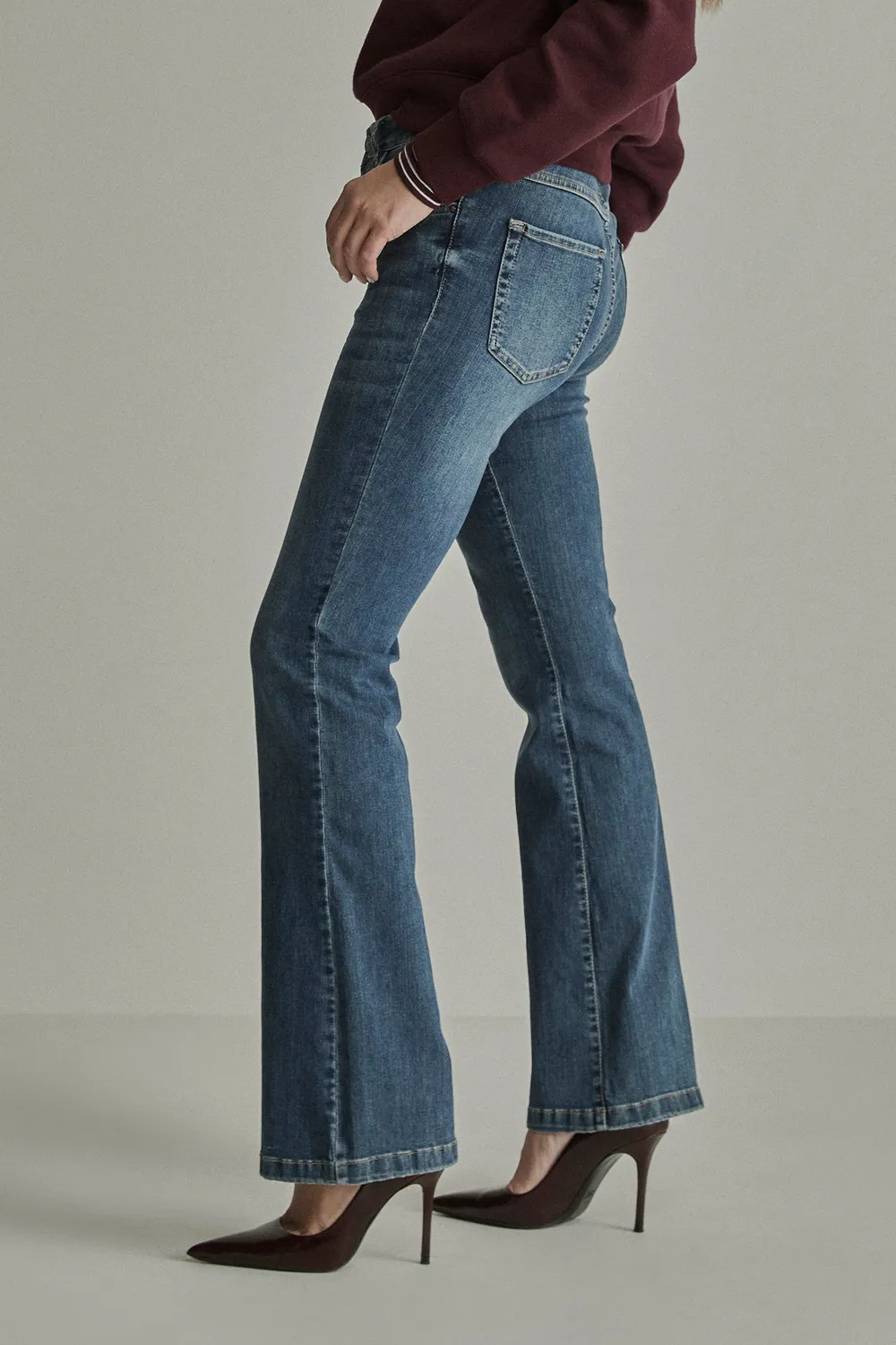 Para Mi Jade jeans Used Air Blue high waist flare