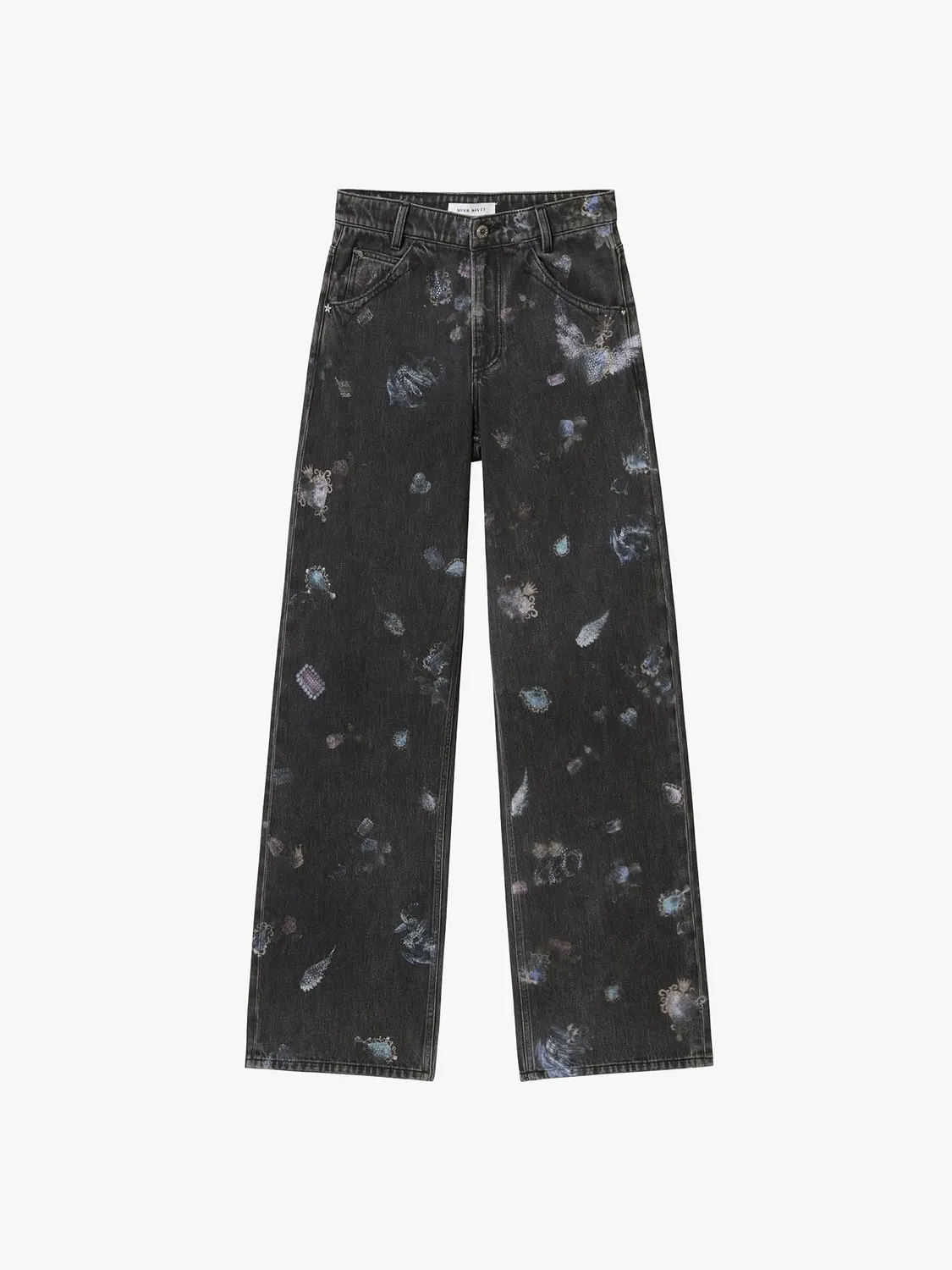 Miss Sixty Rhinestone Straight Jeans black fog høj talje