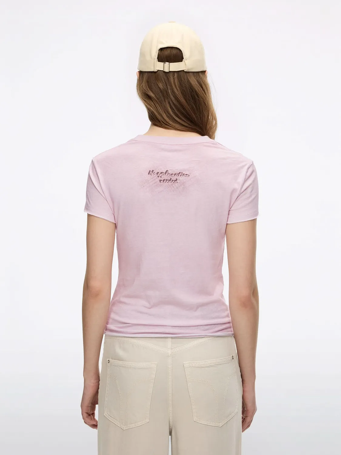 Miss Sixty Distressed Logo T-shirt lyserosa hørbomuld