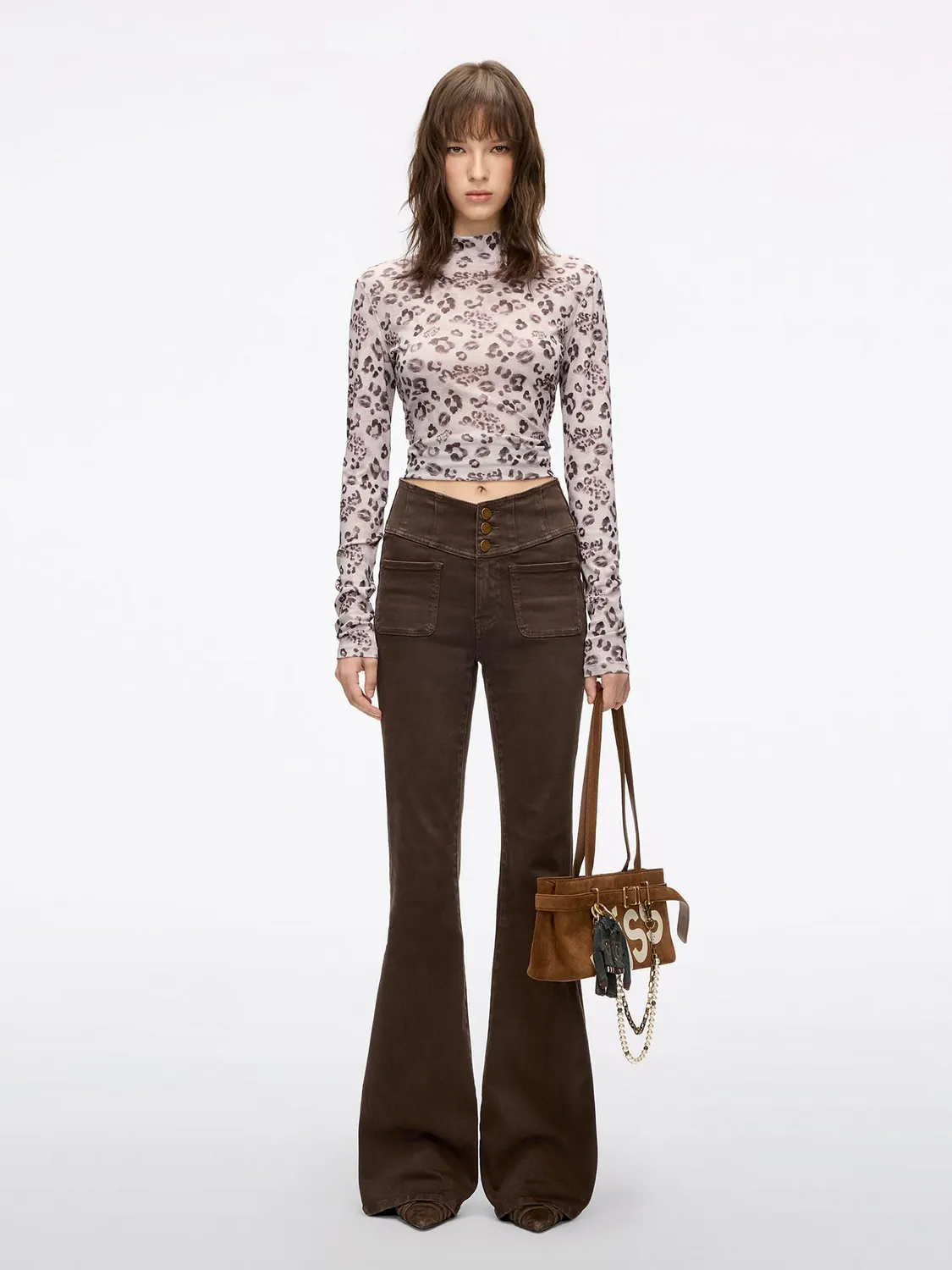 Miss Sixty Glenda Plus 5 flare jeans brun høj talje