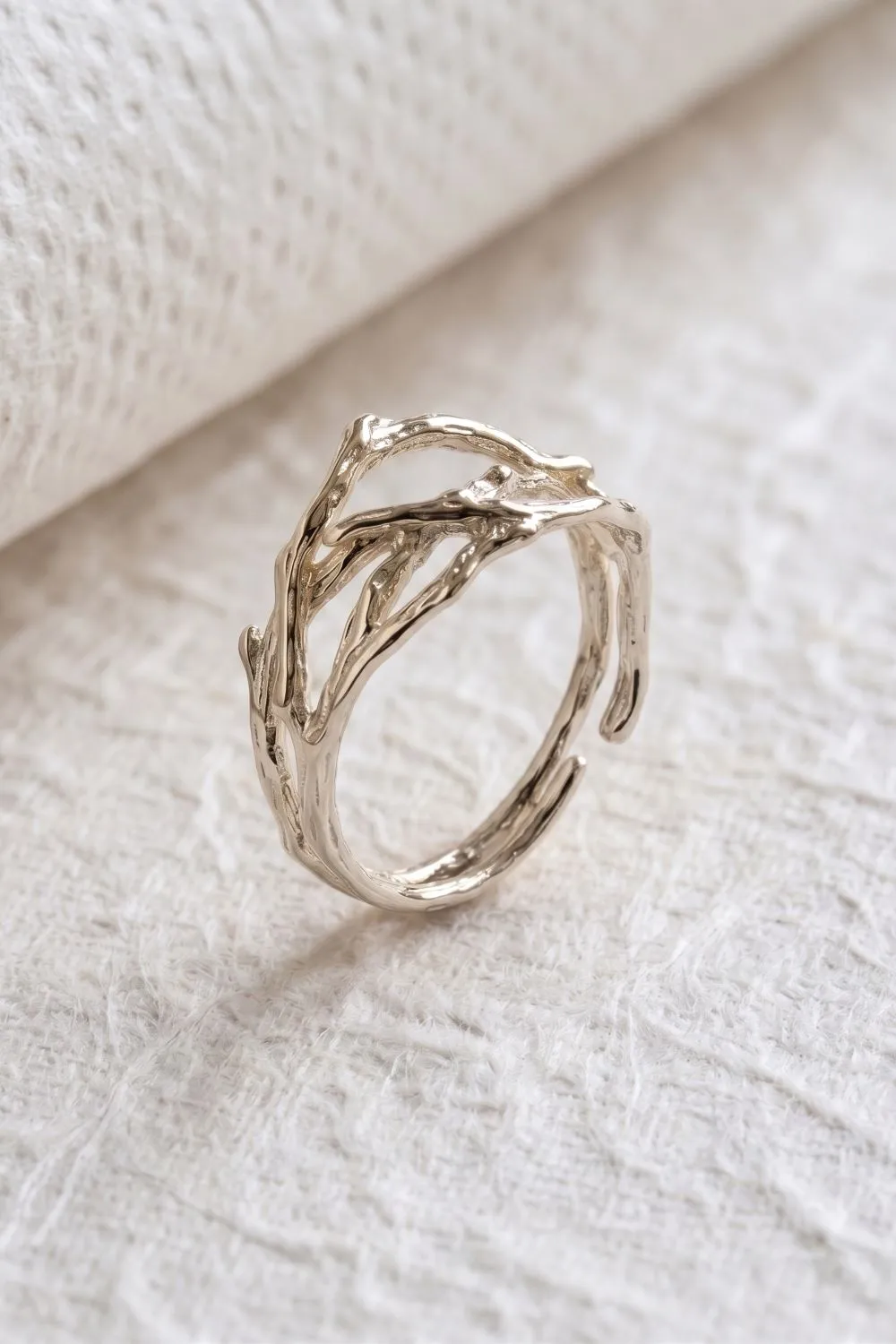 Organsk Woven ring sølv justerbar flet