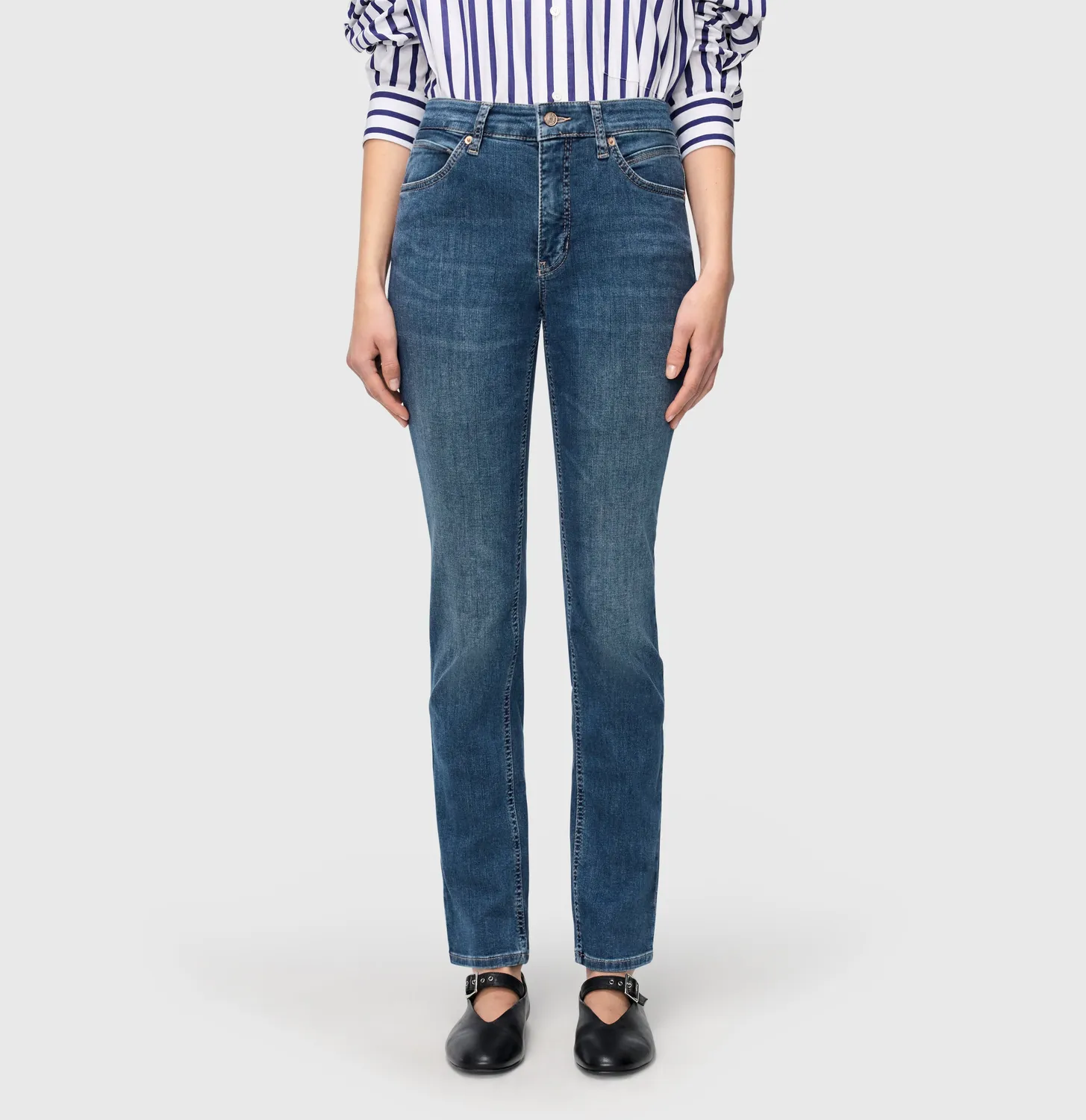 MAC Melanie 5040 straight jeans mellemblå stretch
