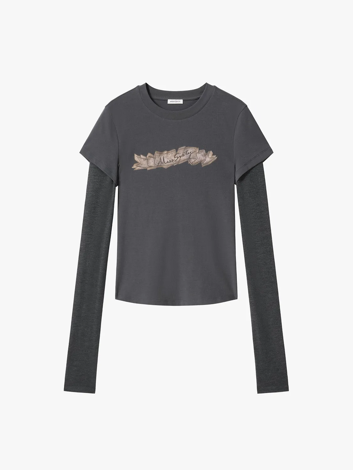Miss Sixty Layered t-shirt sort kontrastprint