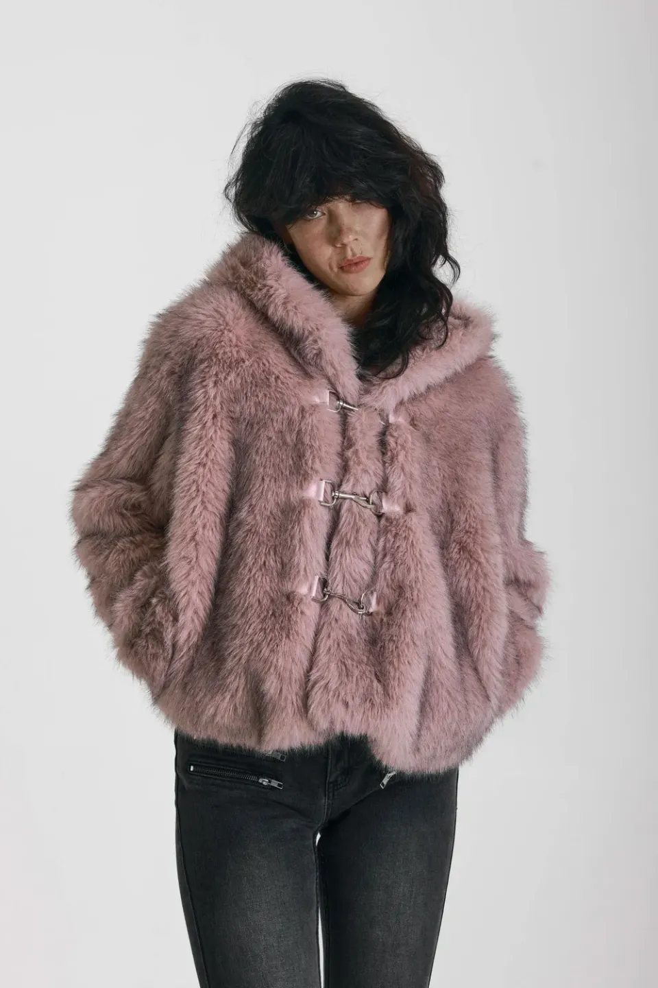 The Ragged Priest Julia faux fur jakke dusty pink