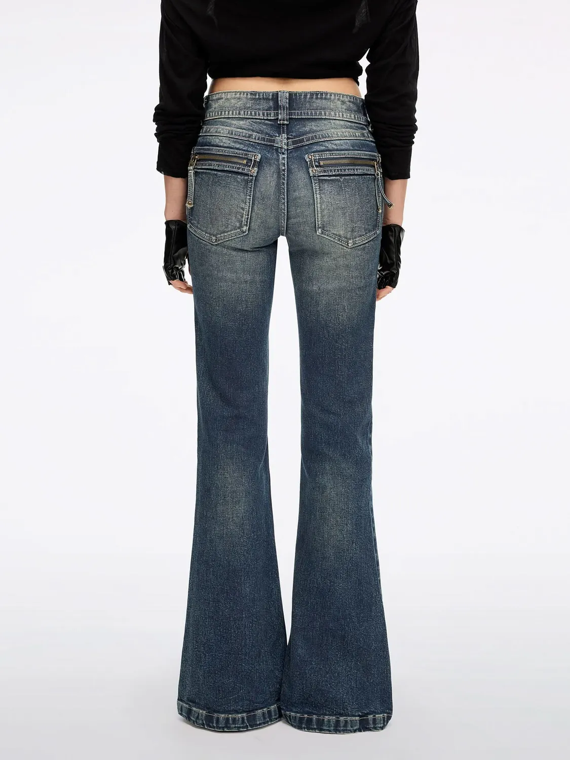 Miss Sixty Flare jeans lysegråblå flareben stretch 34"