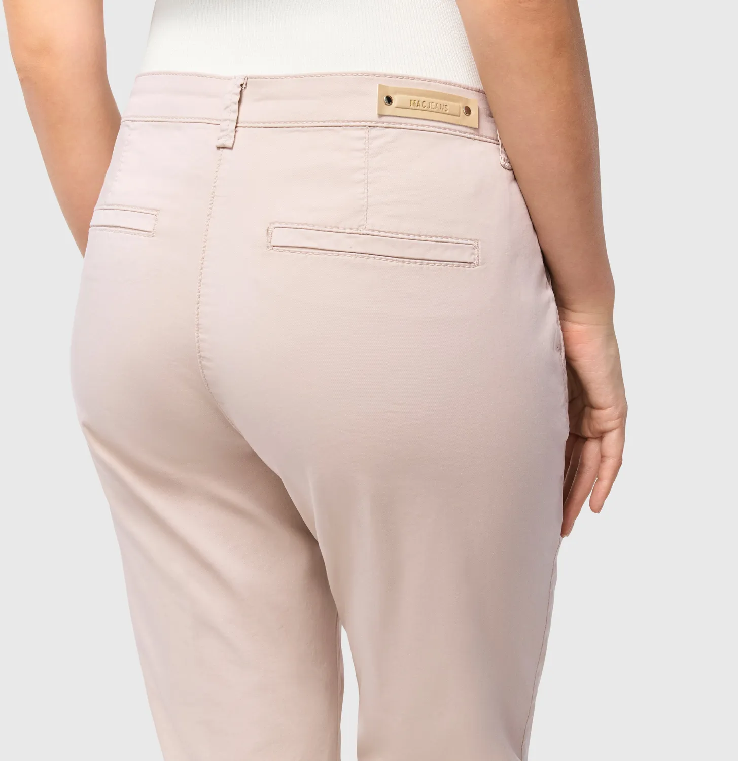 MAC Chino Turn Up chinos beige slim fit opslag